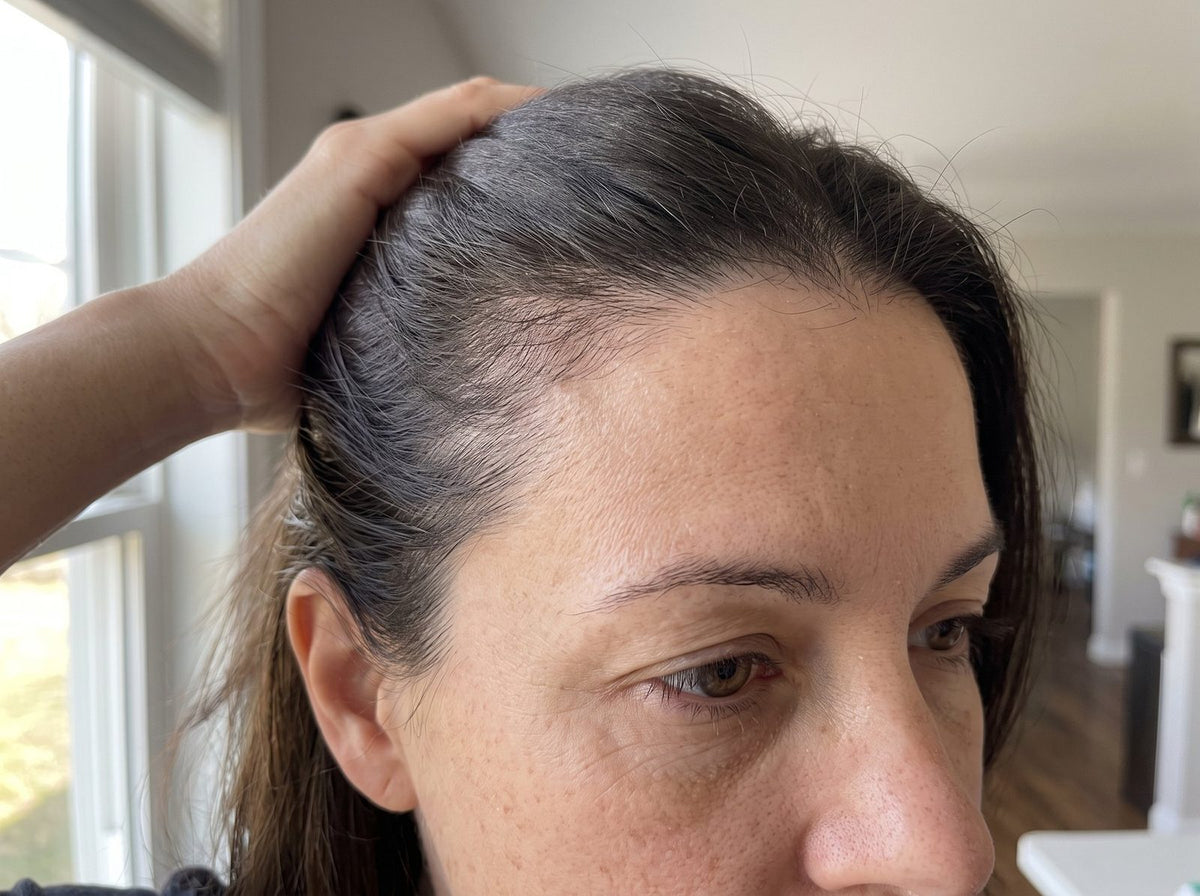 Fine new hairs along the hairline