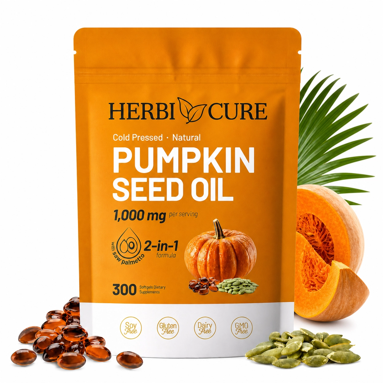 Natural Pumpkin Seed Oil and Saw Palmetto Soft Capsules
