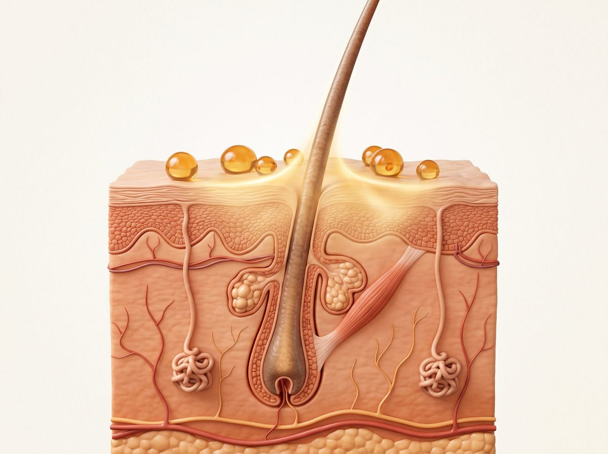 Illustration of oil absorbing into the scalp surface