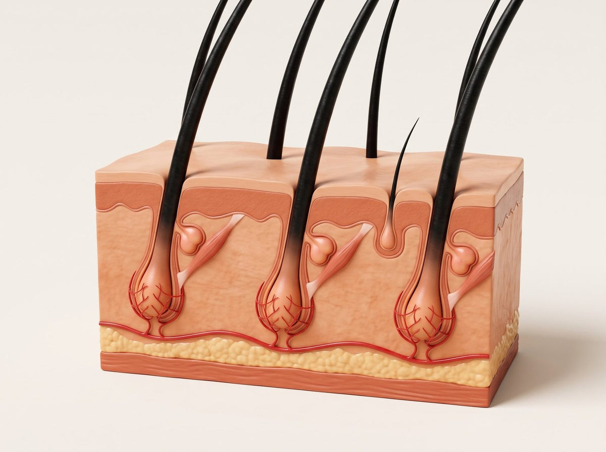 Illustration of healthy hair follicles