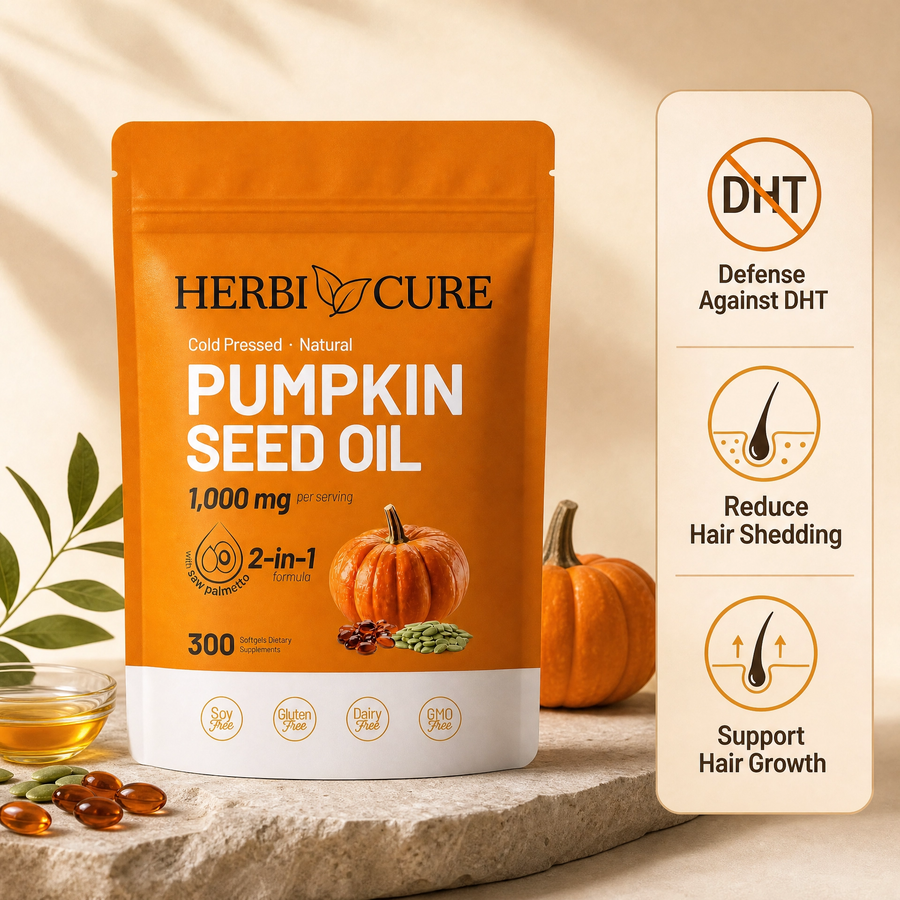 Pumpkin Seed Oil & Saw Palmetto Capsules for Hair — 300 Softgels